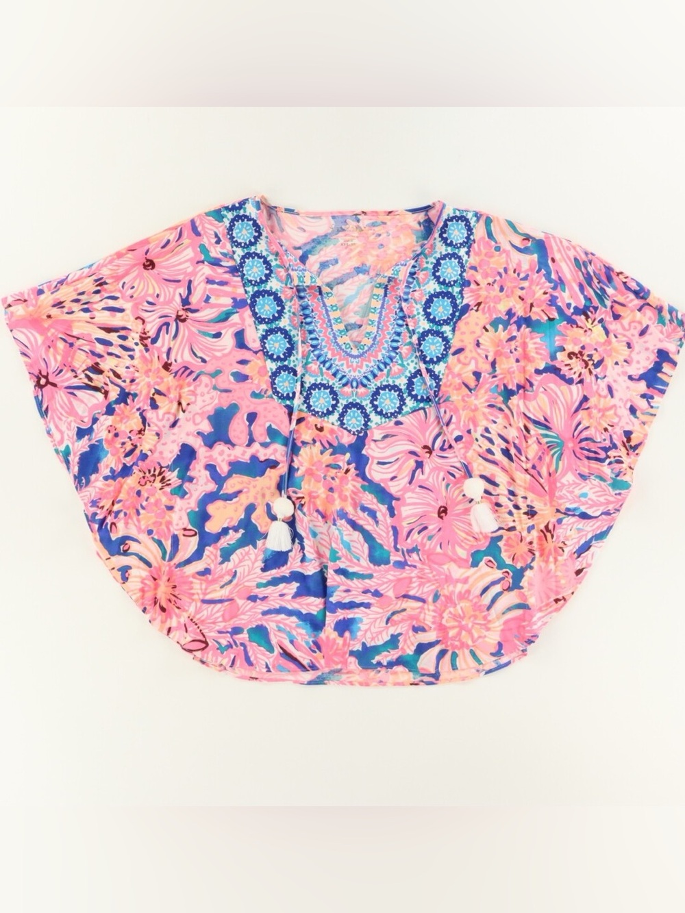 Lilly Pulitzer Britta Tunic Swirling Seadream (batwing) Top Women's XXS-XS